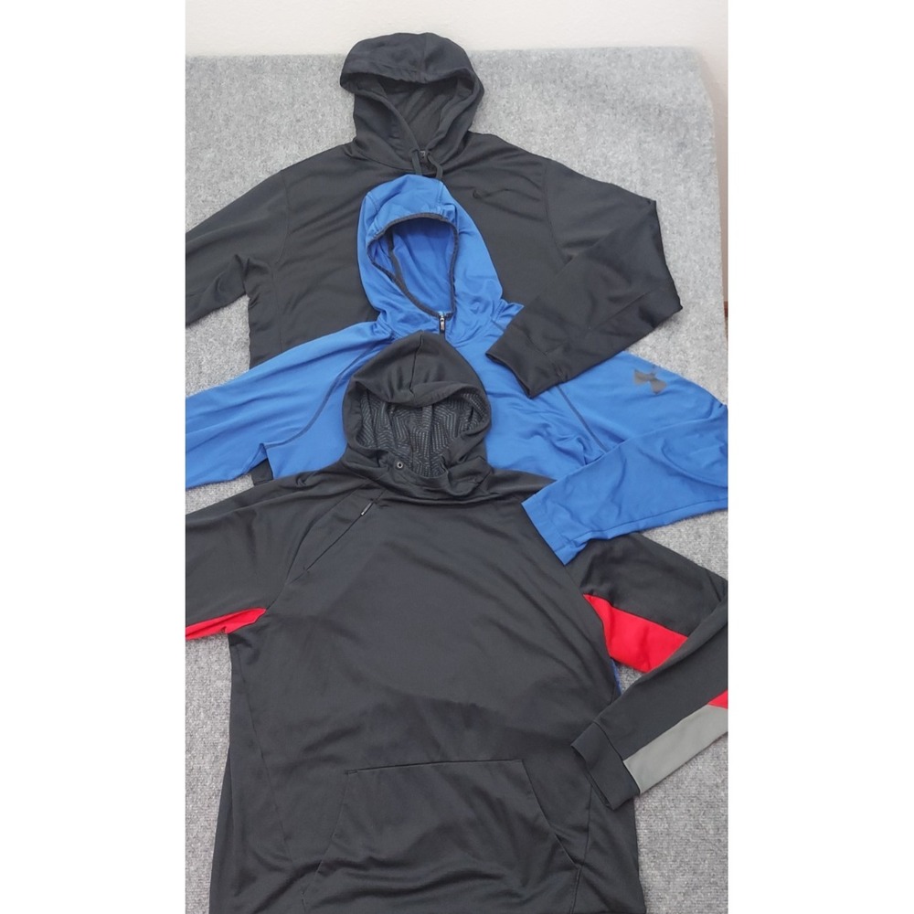 Lot 3 NIKE UNDER ARMOUR Hoodie Pullover Men Large Thermafit Coldgear Combine Gym